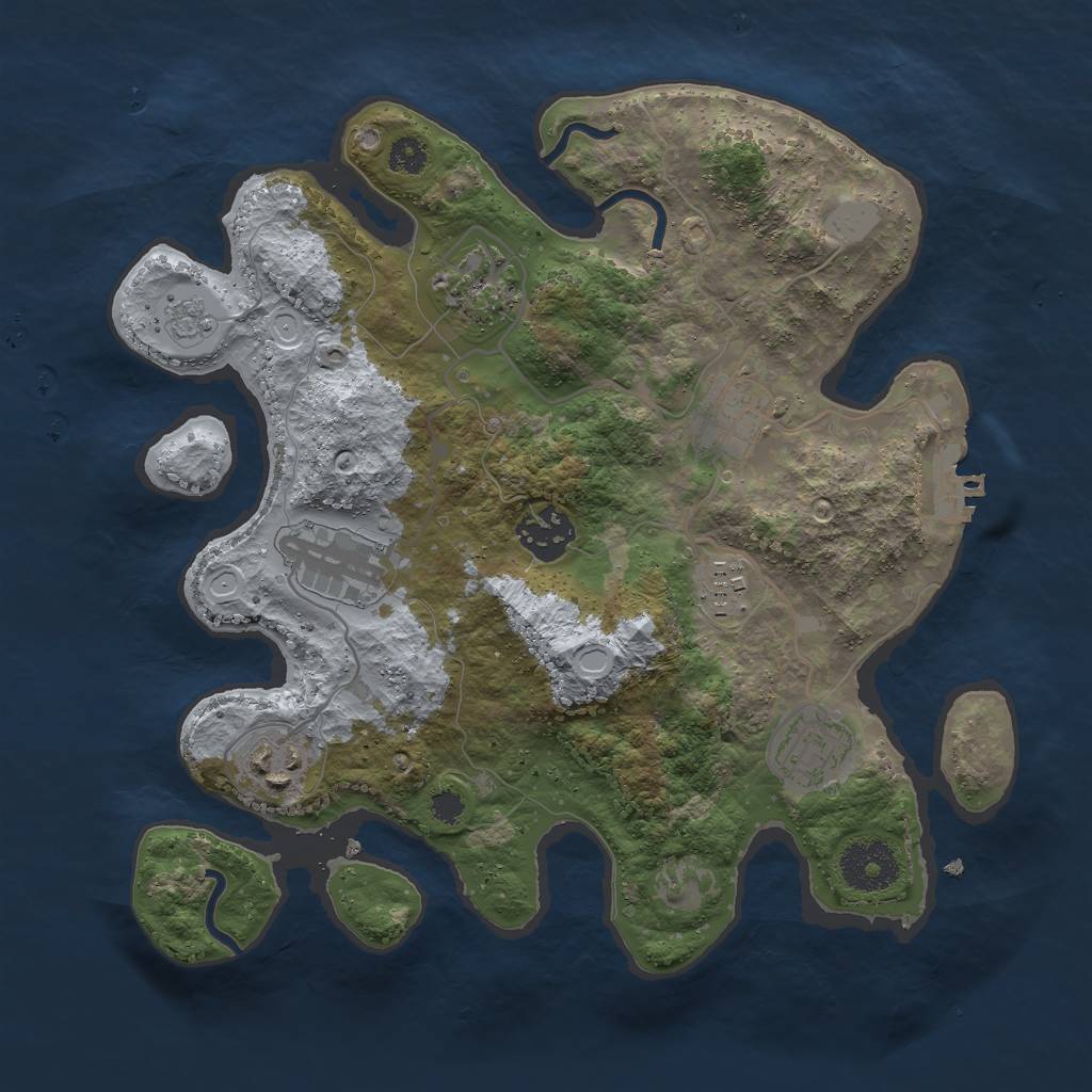 Rust Map: Procedural Map, Size: 3000, Seed: 693889, 14 Monuments
