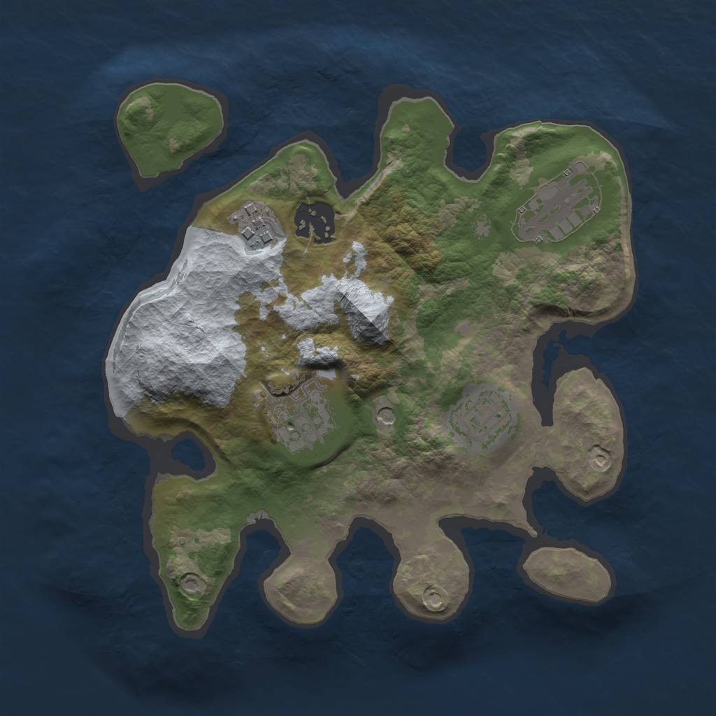 Rust Map: Barren, Size: 2500, Seed: 3486489, 8 Monuments