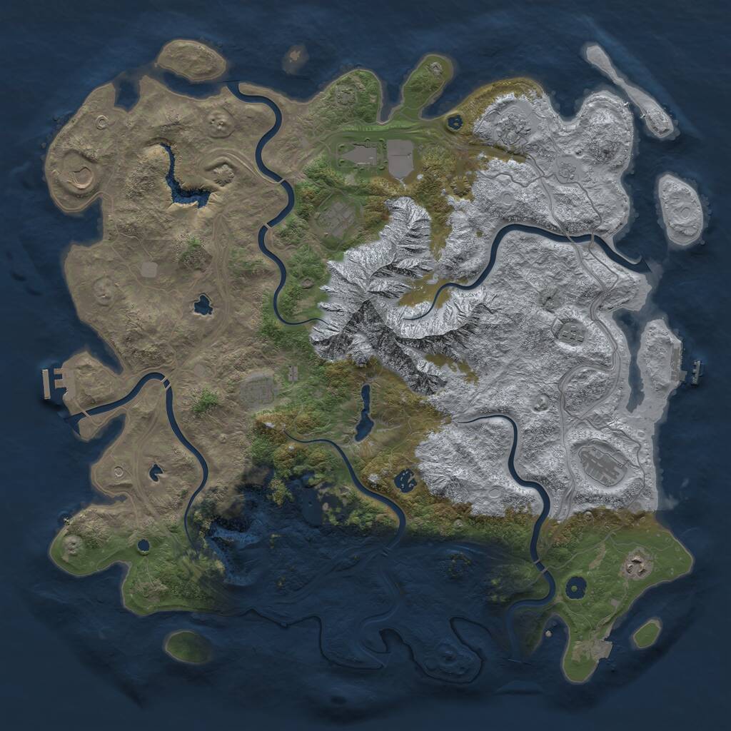 Rust Map: Procedural Map, Size: 5000, Seed: 1324567, 16 Monuments