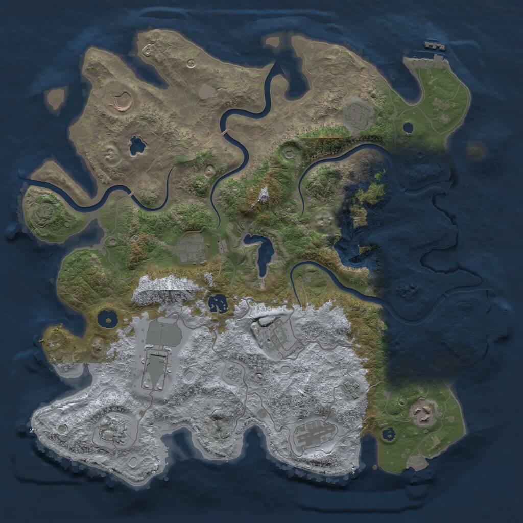 Rust Map: Procedural Map, Size: 4000, Seed: 86159409, 16 Monuments