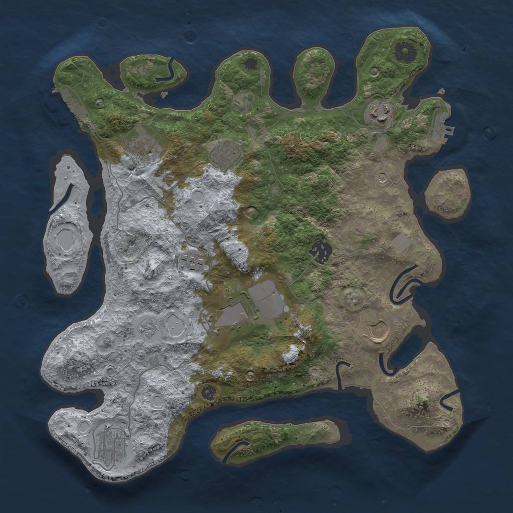 Rust Map: Procedural Map, Size: 3500, Seed: 24458769, 17 Monuments