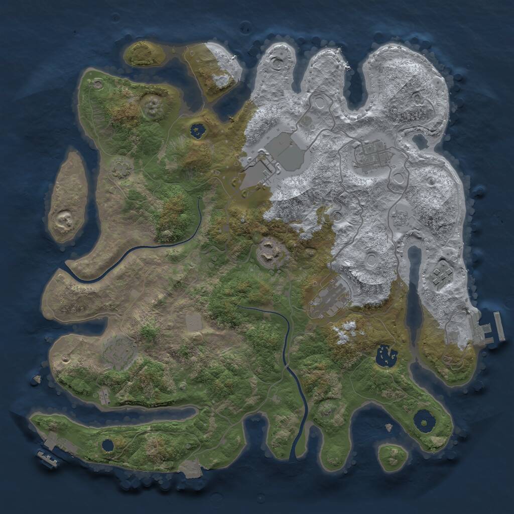Rust Map: Procedural Map, Size: 3500, Seed: 557811, 13 Monuments