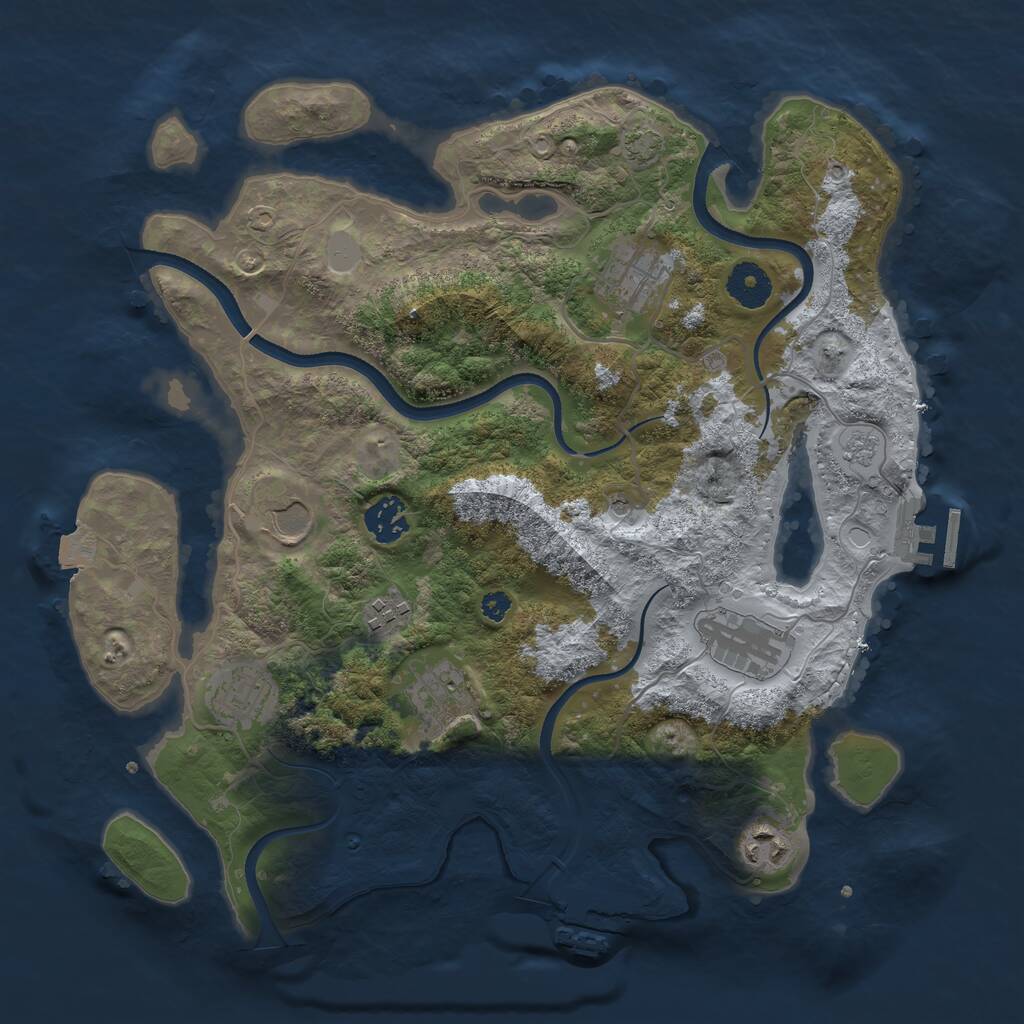 Rust Map: Procedural Map, Size: 3500, Seed: 24383, 14 Monuments