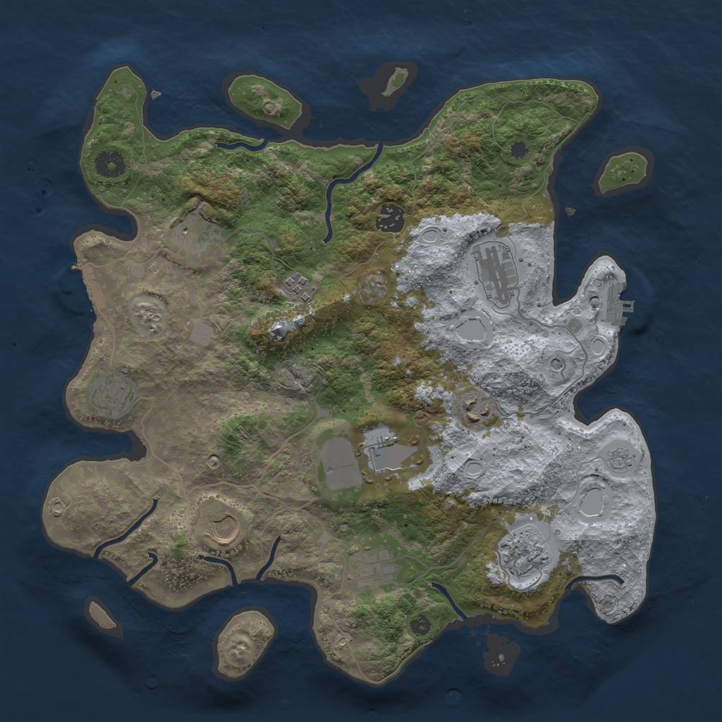 Rust Map: Procedural Map, Size: 3700, Seed: 370378206, 19 Monuments