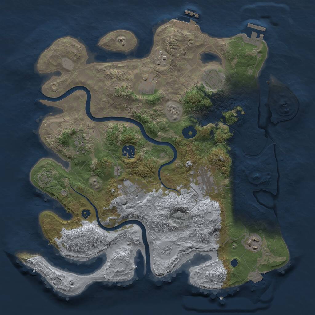 Rust Map: Procedural Map, Size: 3475, Seed: 993459, 14 Monuments
