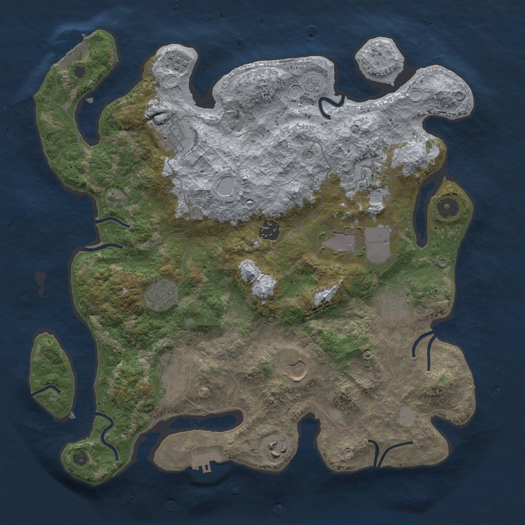 Rust Map: Procedural Map, Size: 3800, Seed: 133717, 19 Monuments