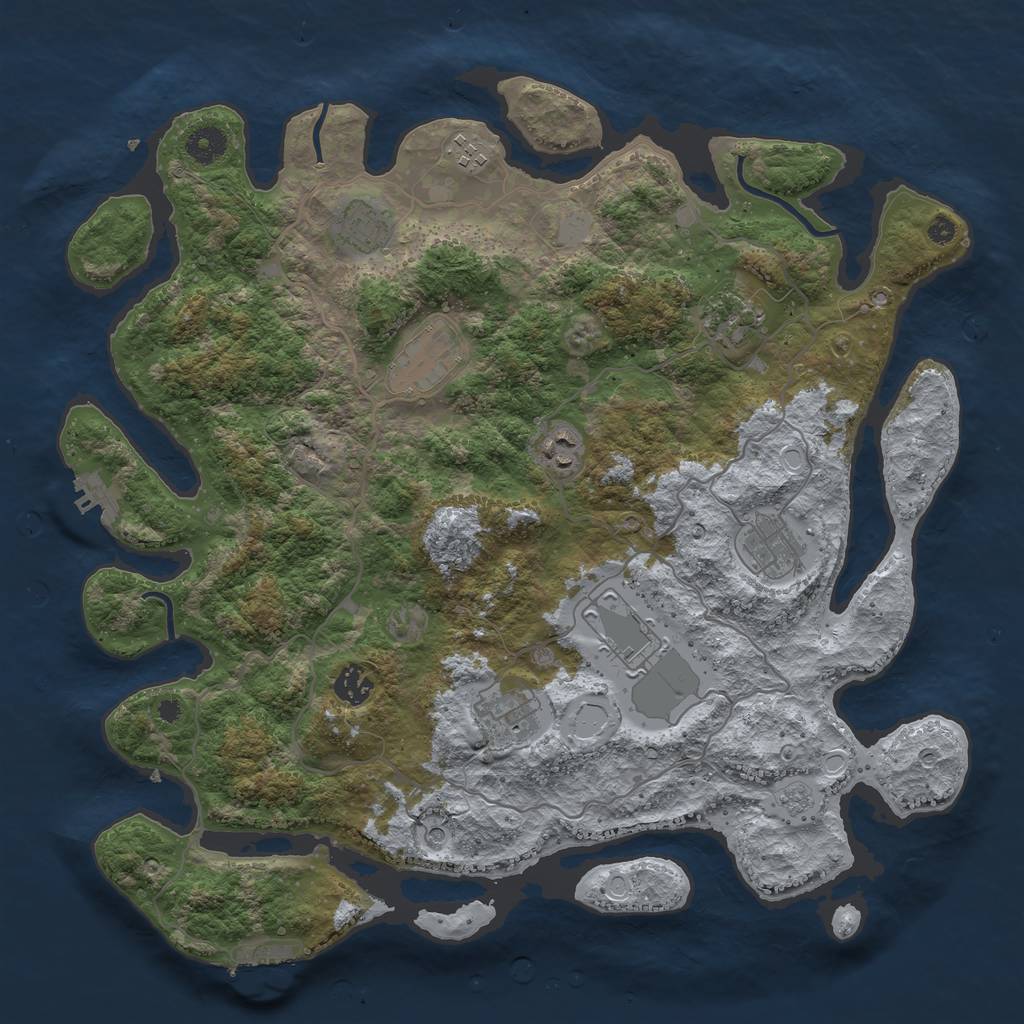 Rust Map: Procedural Map, Size: 4000, Seed: 760857575, 18 Monuments