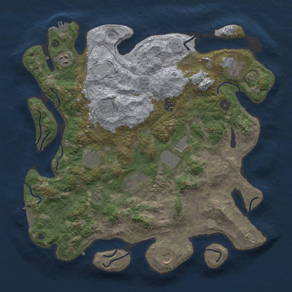 Rust Map: Procedural Map, Size: 4000, Seed: 51301689, 18 Monuments