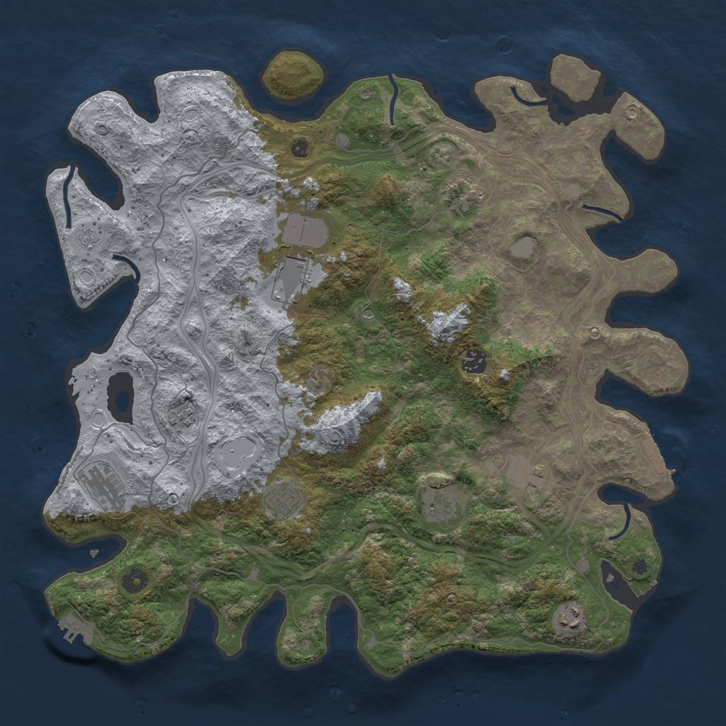 Rust Map: Procedural Map, Size: 4250, Seed: 9998041, 18 Monuments