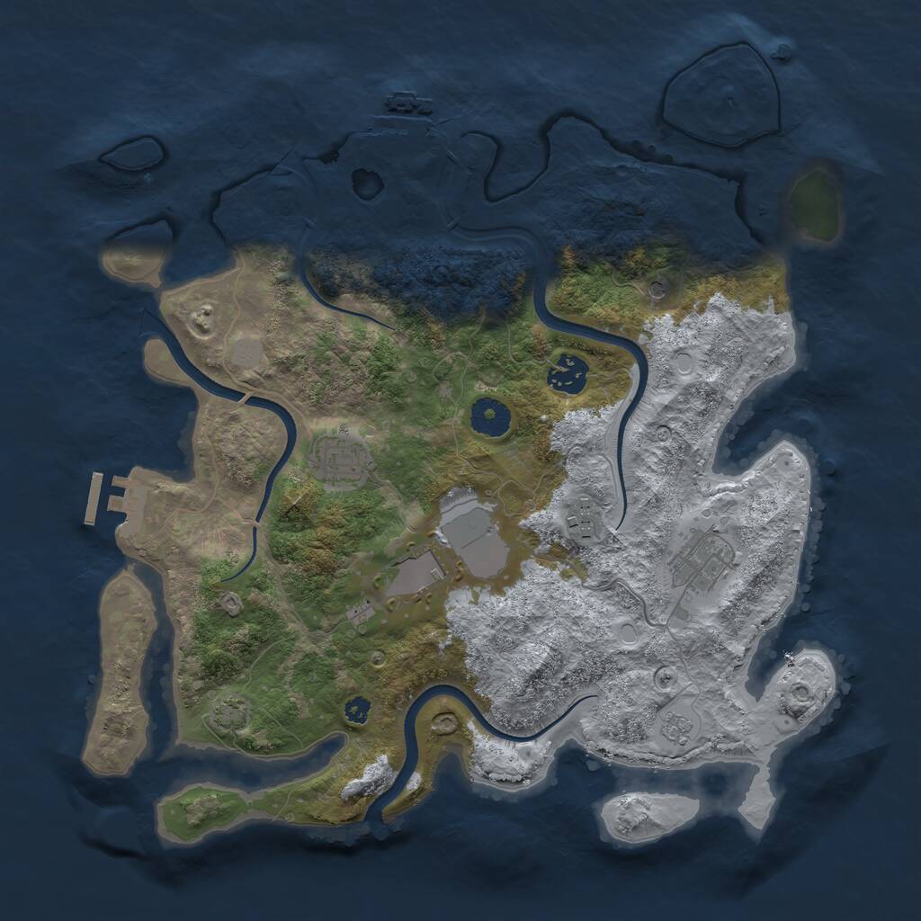 Rust Map: Procedural Map, Size: 3500, Seed: 1874562258, 11 Monuments