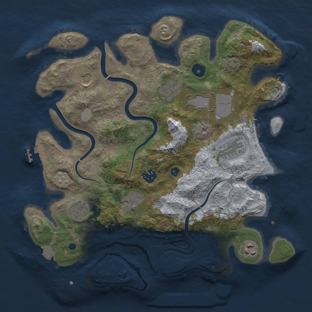 Rust Map: Procedural Map, Size: 3500, Seed: 86139190, 14 Monuments