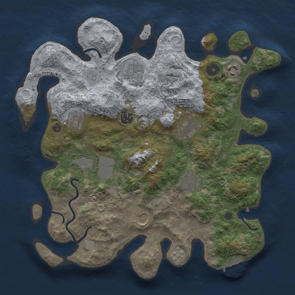 Rust Map: Procedural Map, Size: 3500, Seed: 125279381, 17 Monuments