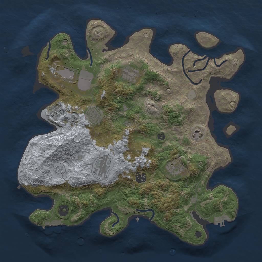 Rust Map: Procedural Map, Size: 3500, Seed: 26706887, 17 Monuments