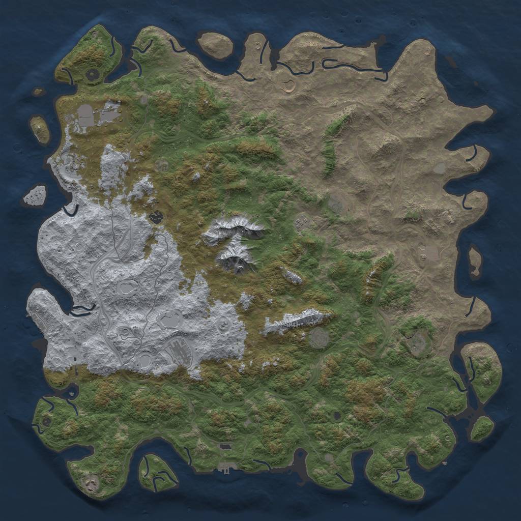 Rust Map: Procedural Map, Size: 6000, Seed: 67776, 20 Monuments