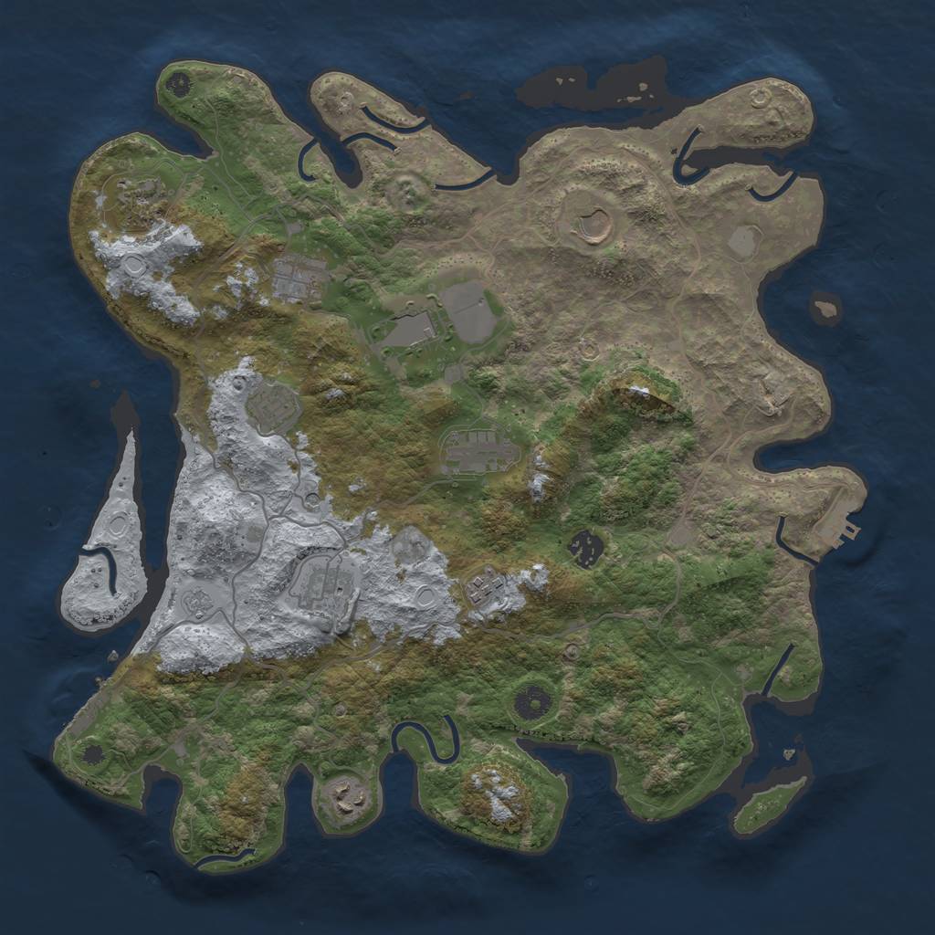 Rust Map: Procedural Map, Size: 4000, Seed: 870329160, 19 Monuments
