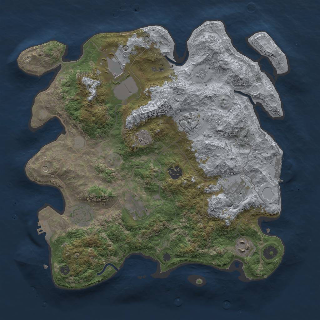 Rust Map: Procedural Map, Size: 3500, Seed: 473347045, 17 Monuments