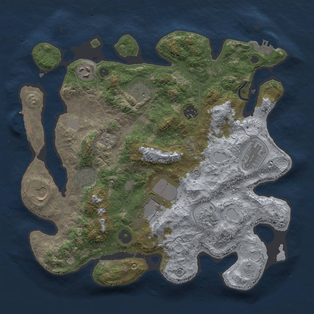 Rust Map: Procedural Map, Size: 3500, Seed: 65086496, 18 Monuments