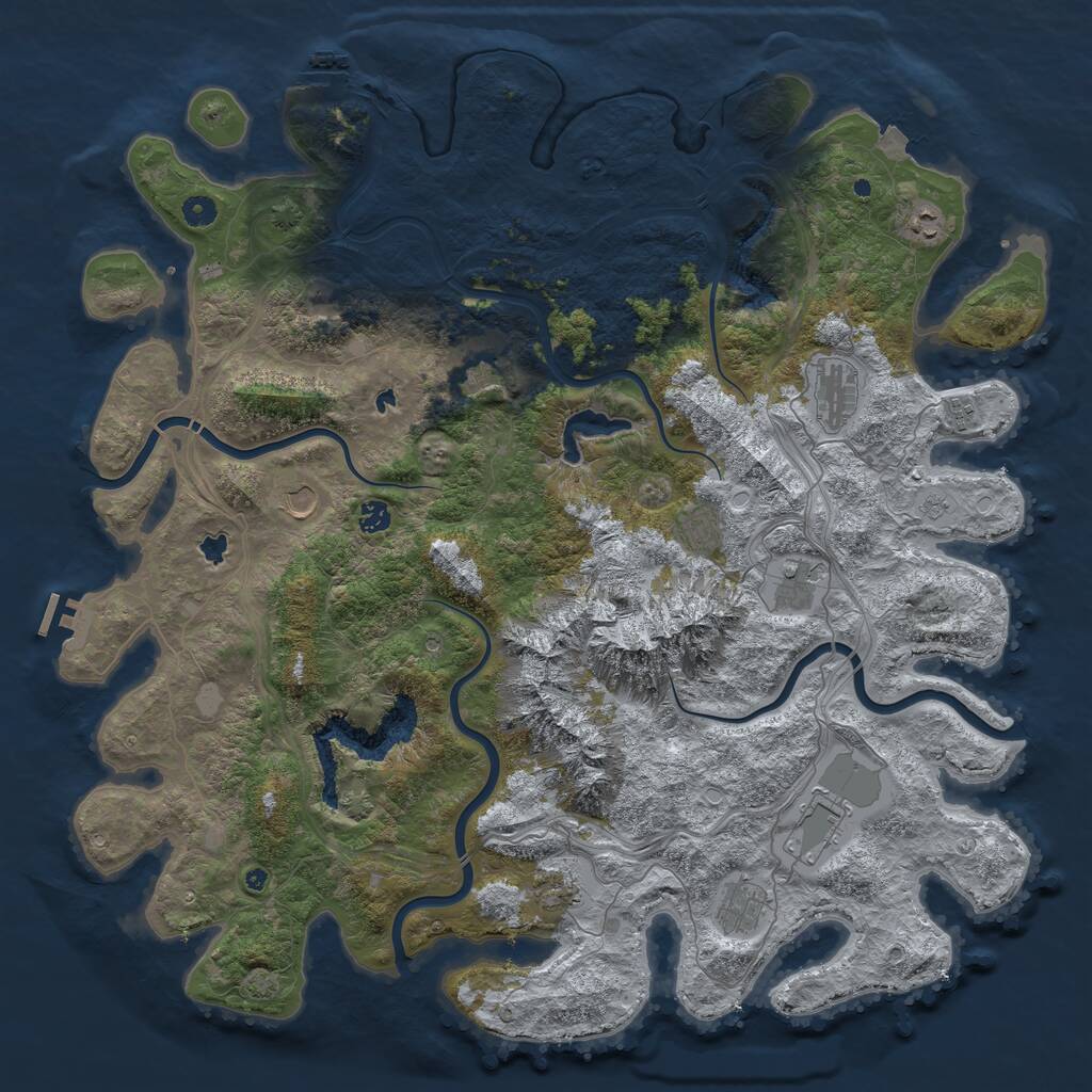 Rust Map: Procedural Map, Size: 5000, Seed: 48573, 17 Monuments
