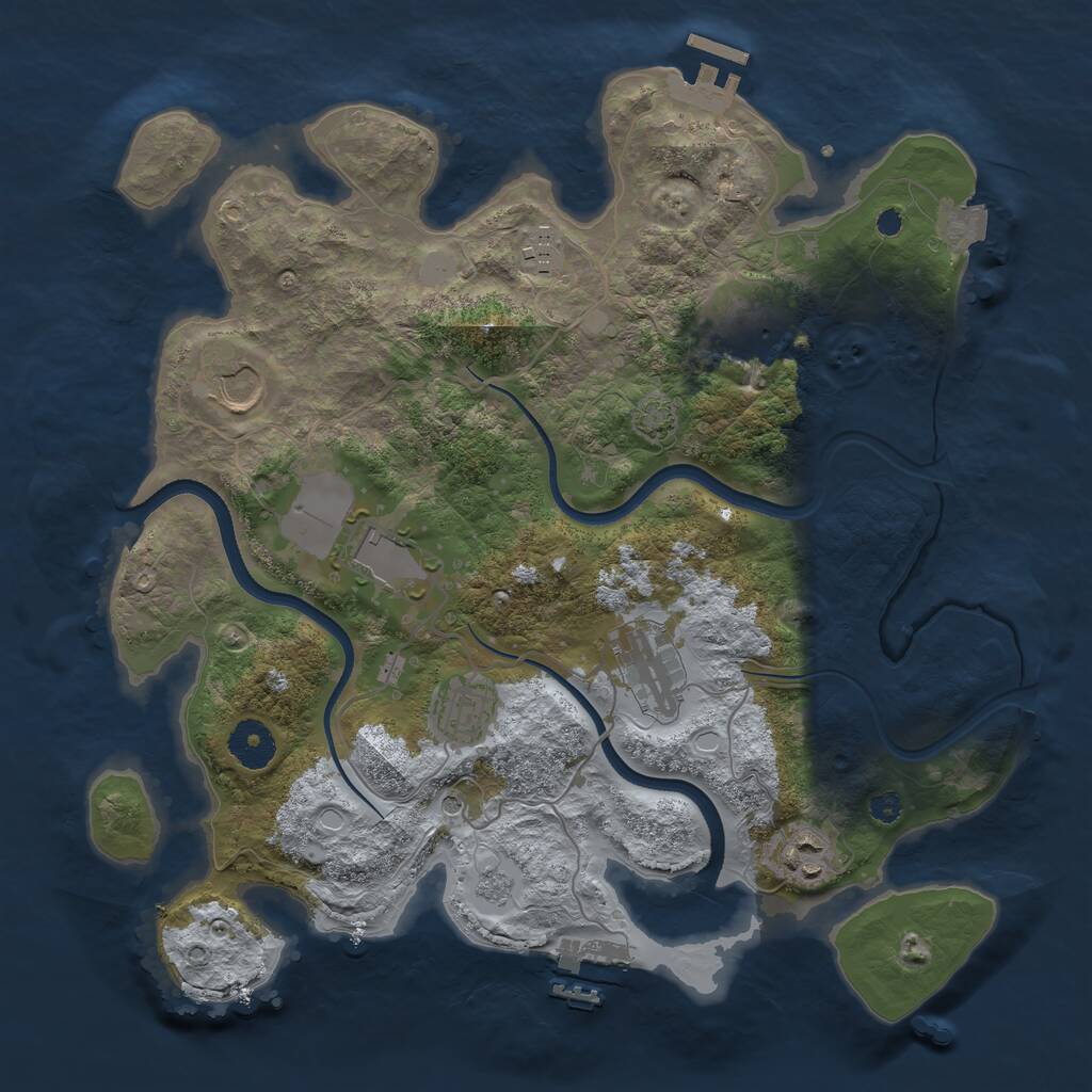 Rust Map: Procedural Map, Size: 3500, Seed: 1397170845, 13 Monuments