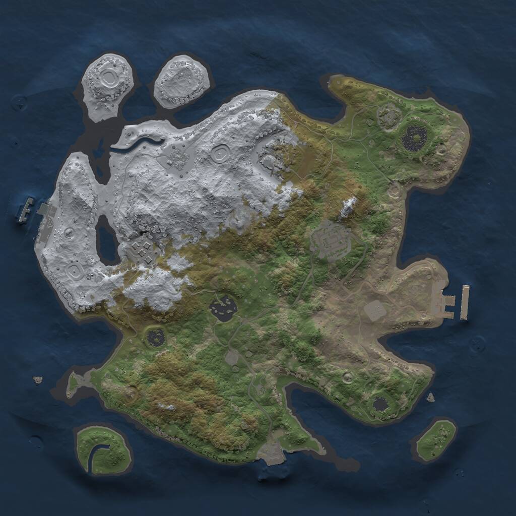 Rust Map: Procedural Map, Size: 3000, Seed: 2003221982, 9 Monuments