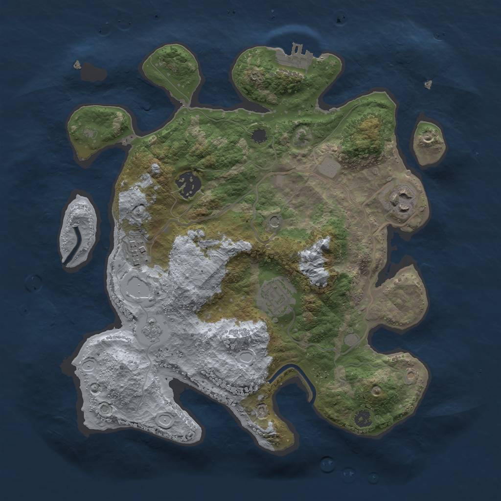 Rust Map: Procedural Map, Size: 3000, Seed: 1286783883, 12 Monuments