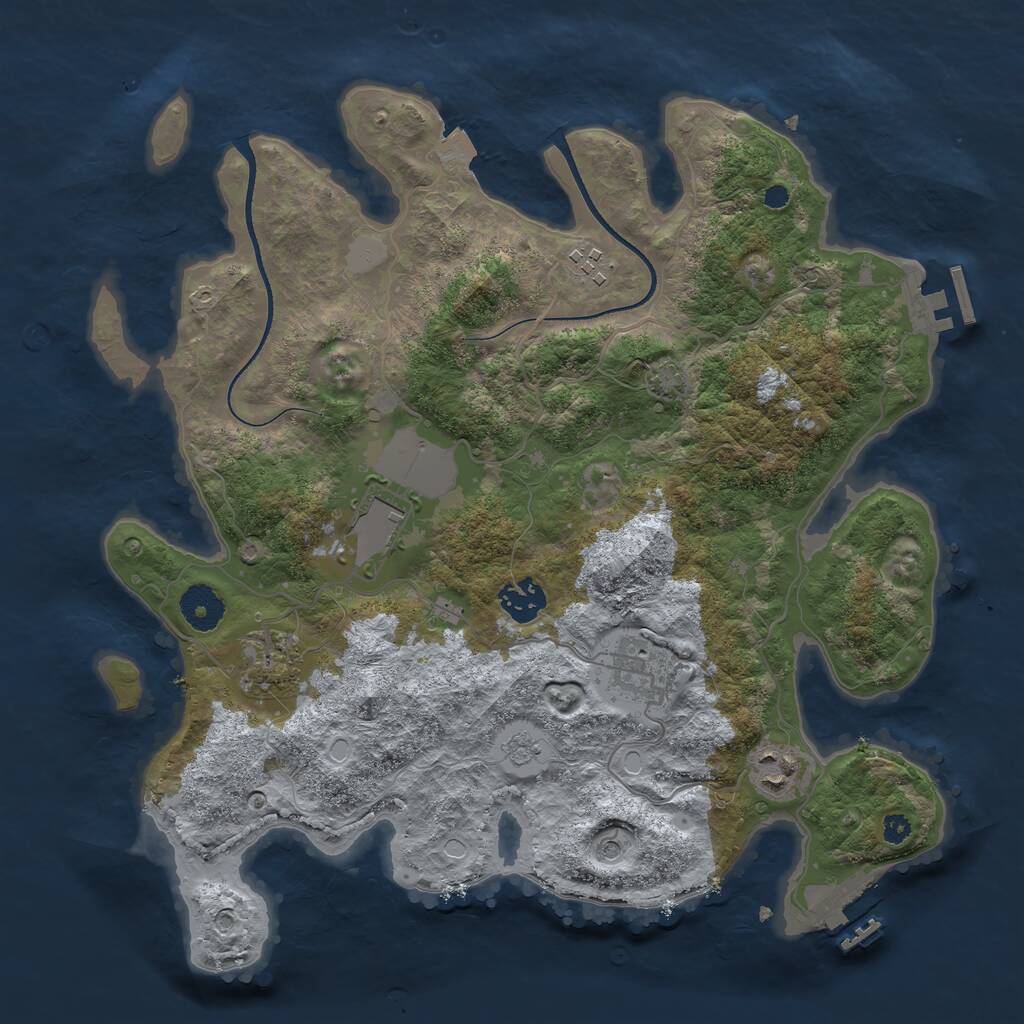 Rust Map: Procedural Map, Size: 3500, Seed: 206493888, 12 Monuments
