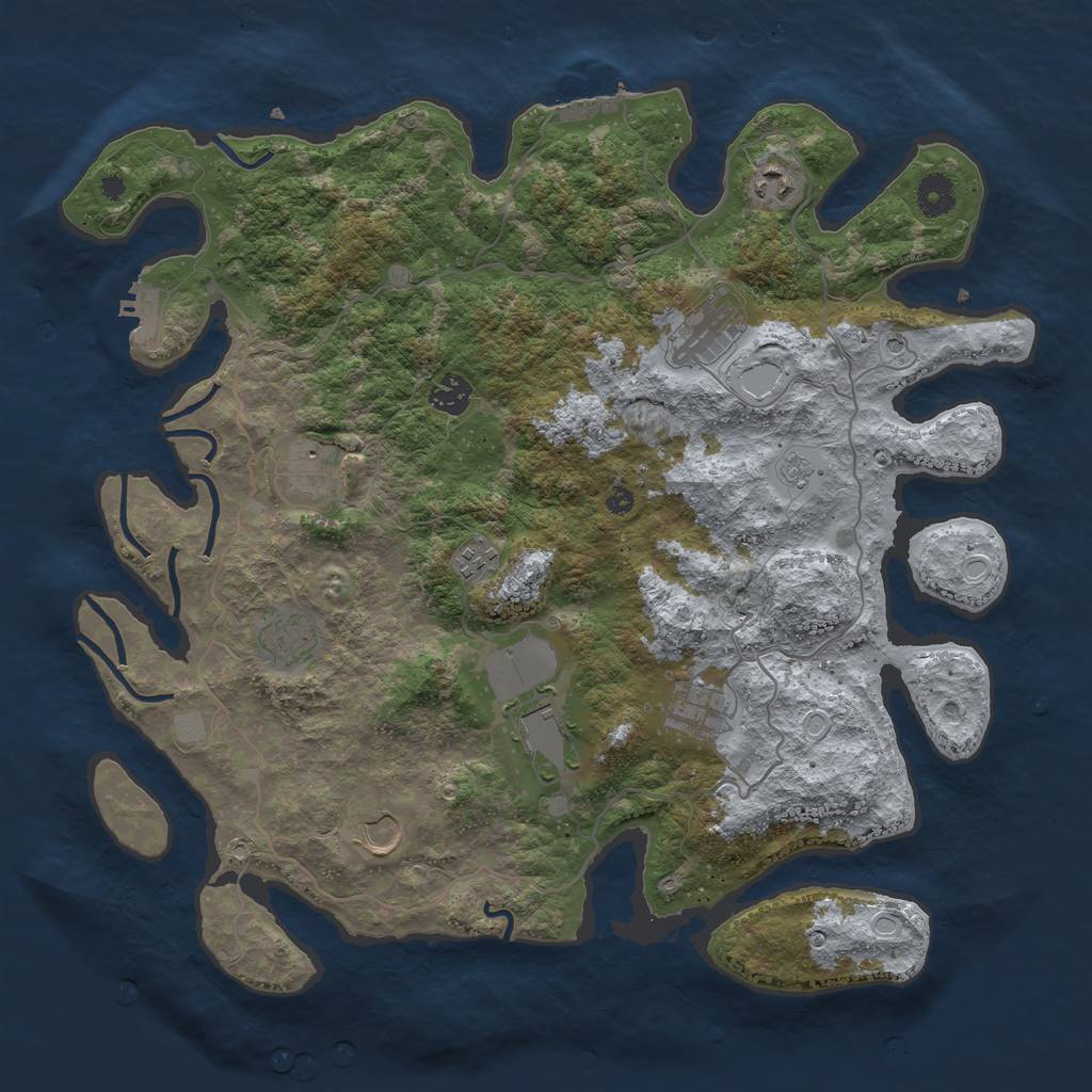 Rust Map: Procedural Map, Size: 4000, Seed: 594212, 18 Monuments