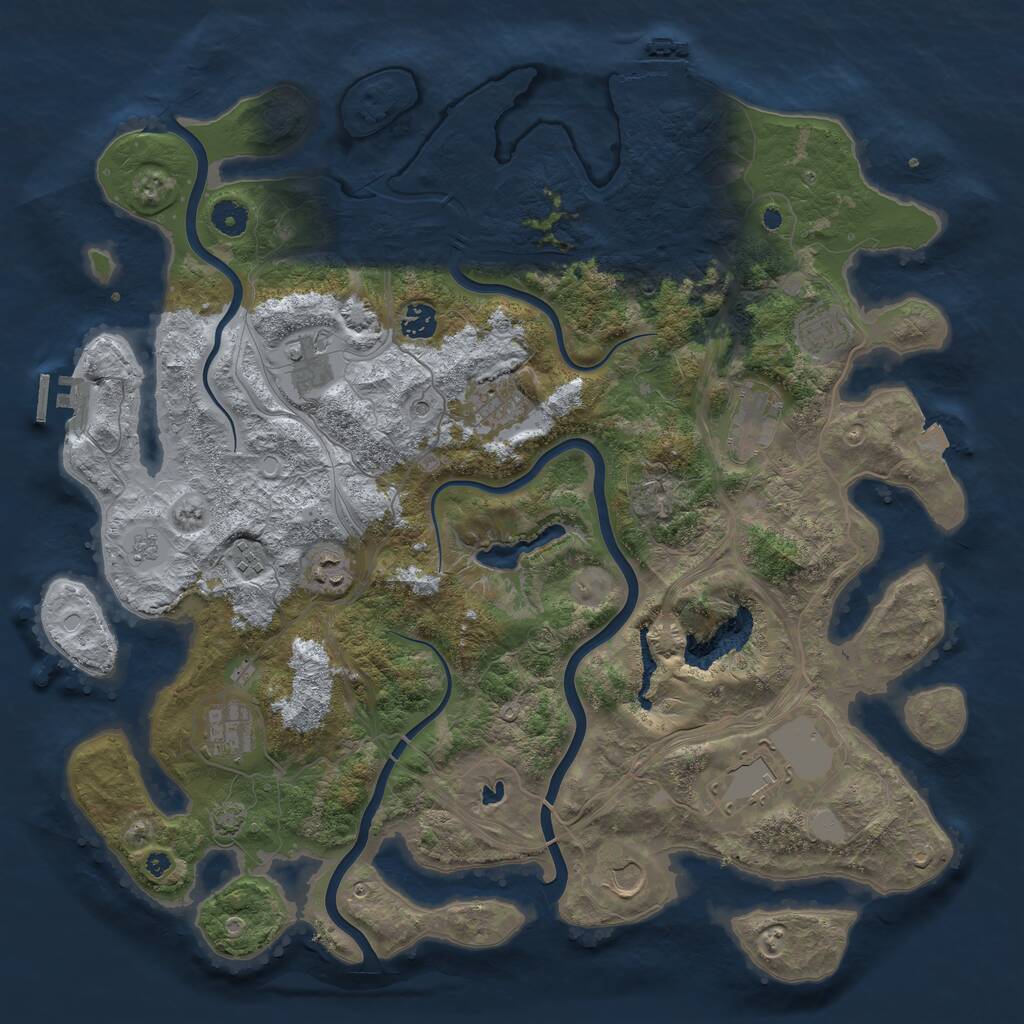 Rust Map: Procedural Map, Size: 4300, Seed: 1234567, 16 Monuments