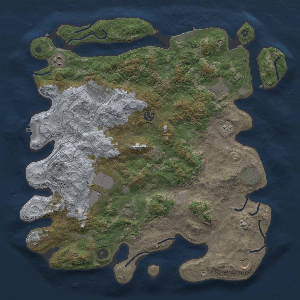 Rust Map: Procedural Map, Size: 4103, Seed: 6, 18 Monuments