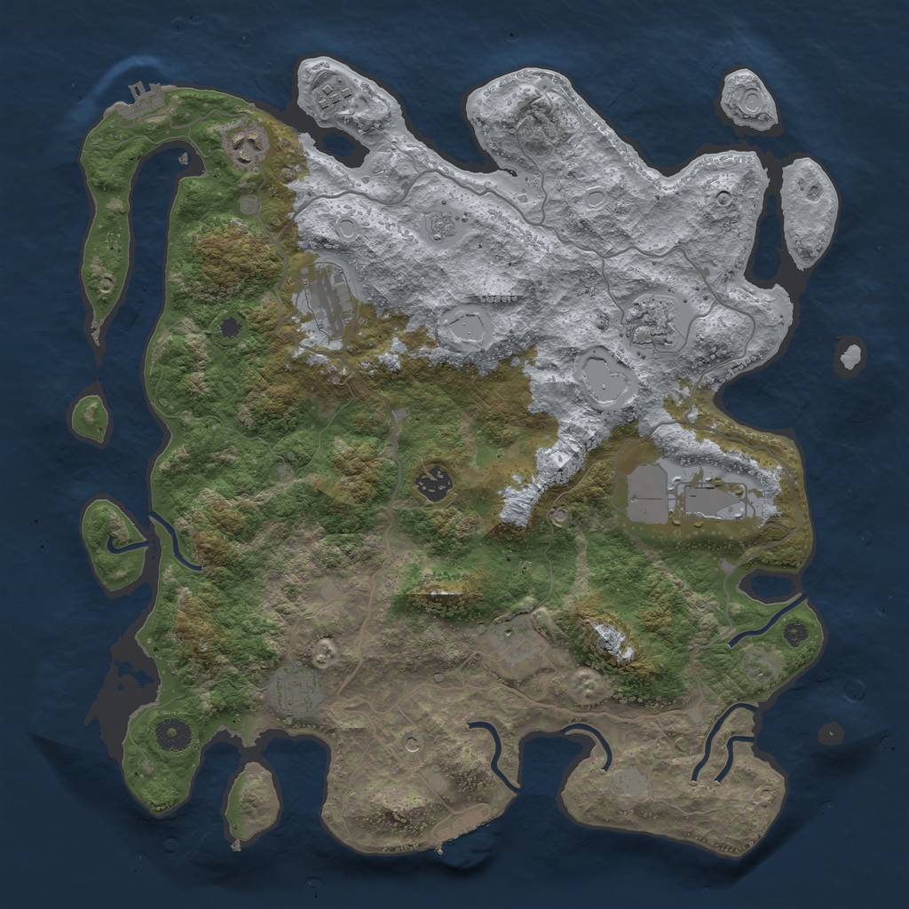 Rust Map: Procedural Map, Size: 4000, Seed: 53225170, 17 Monuments