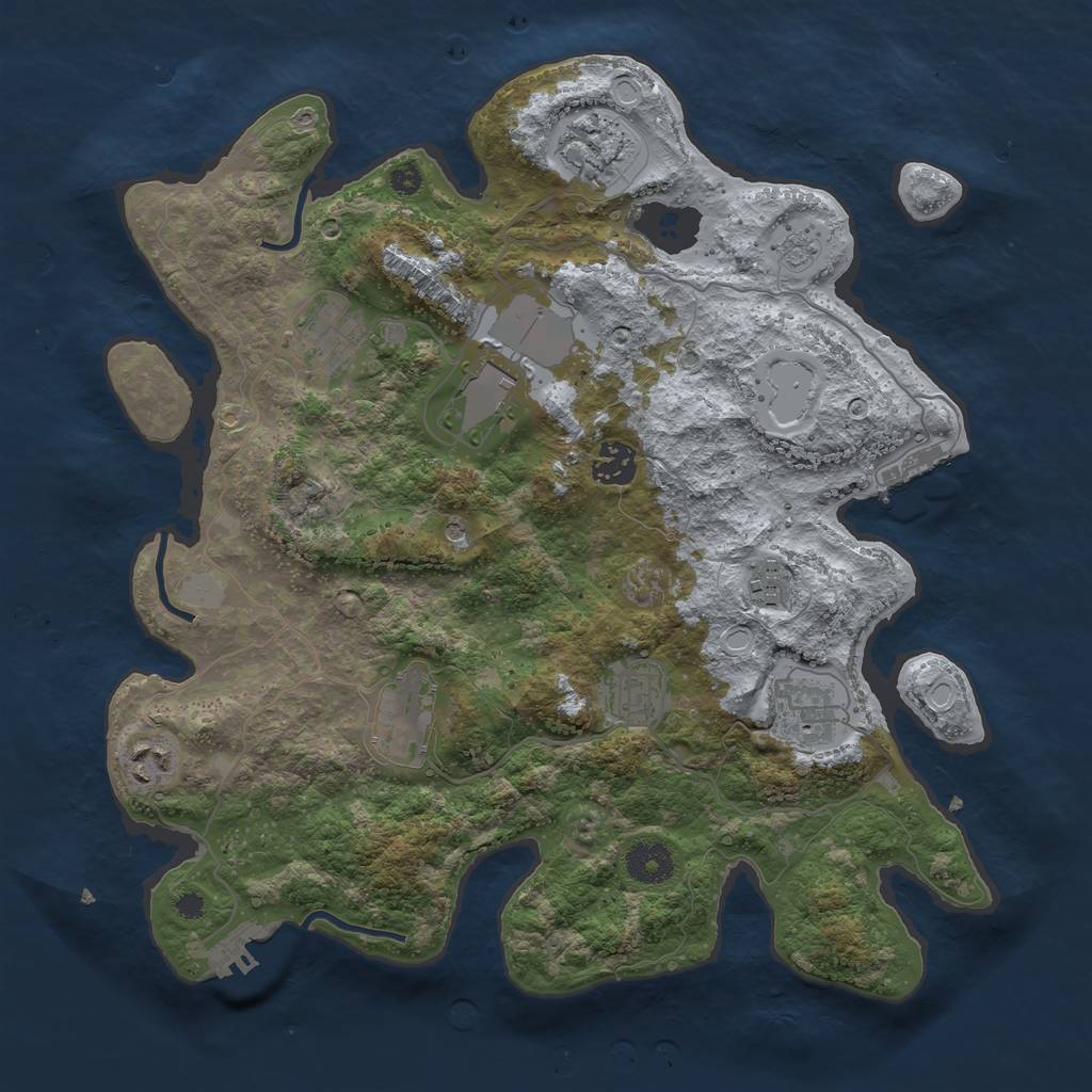 Rust Map: Procedural Map, Size: 3600, Seed: 1467561, 18 Monuments
