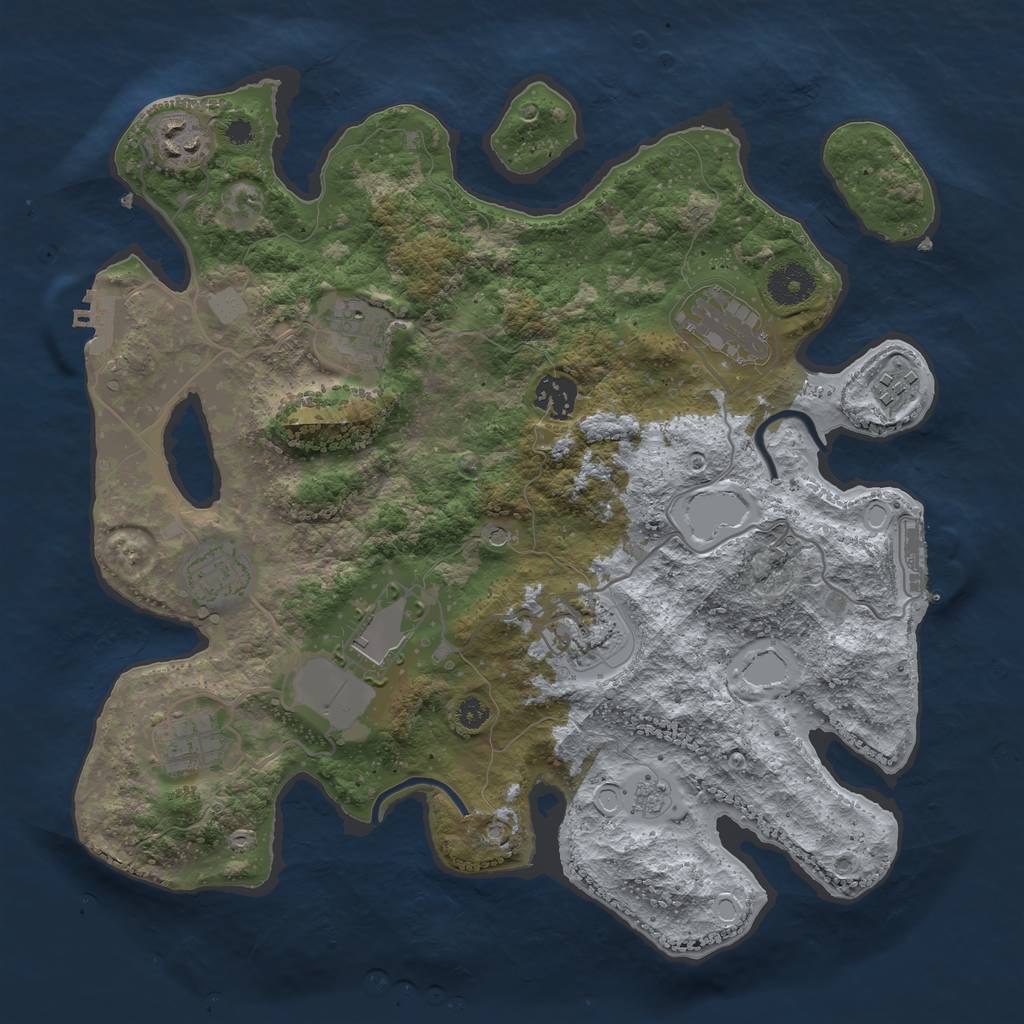 Rust Map: Procedural Map, Size: 3500, Seed: 25597, 18 Monuments