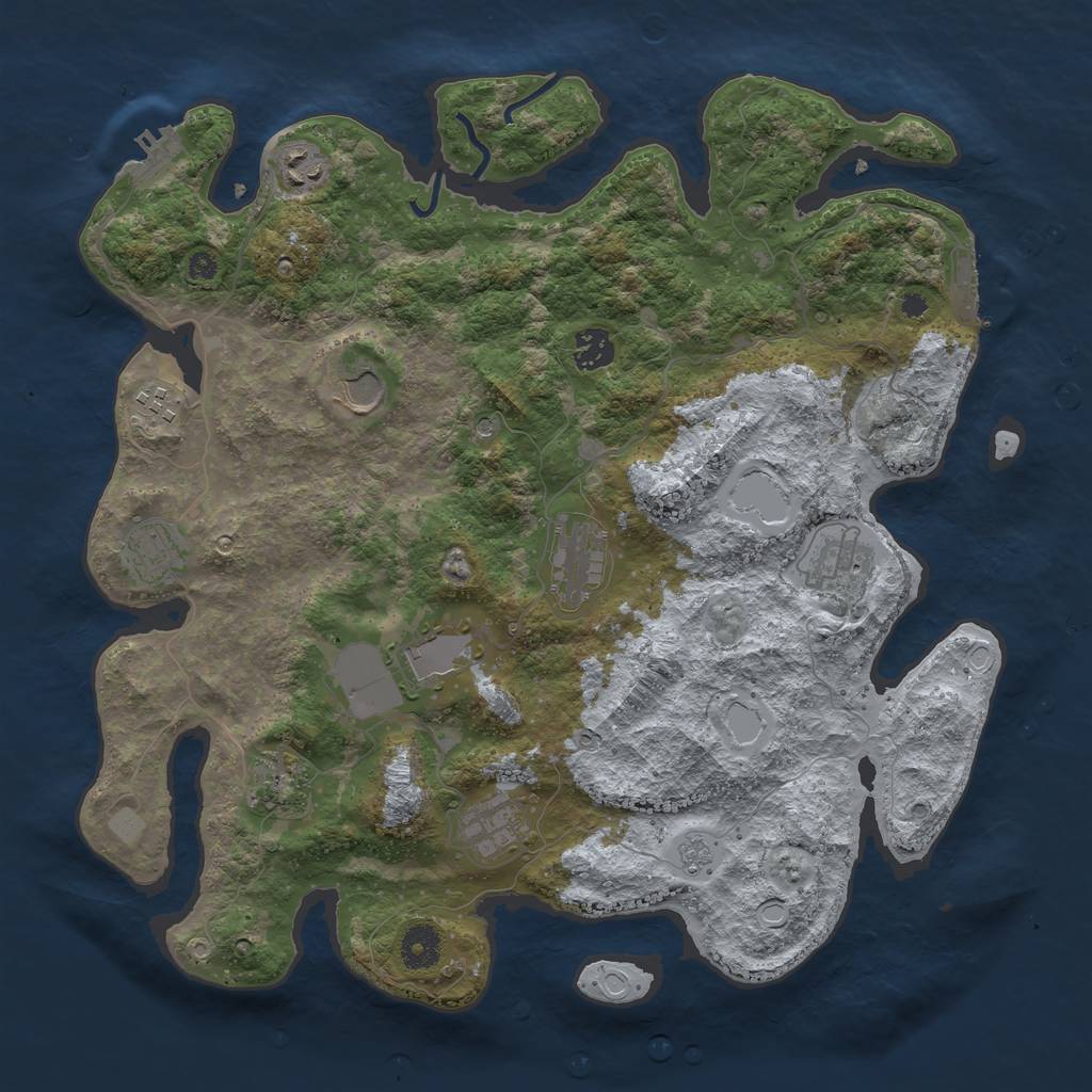 Rust Map: Procedural Map, Size: 3850, Seed: 76566329, 19 Monuments