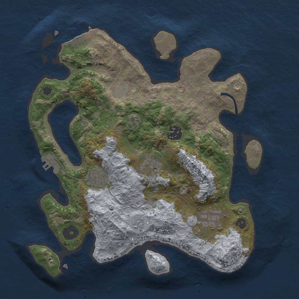 Rust Map: Procedural Map, Size: 3000, Seed: 18859, 12 Monuments