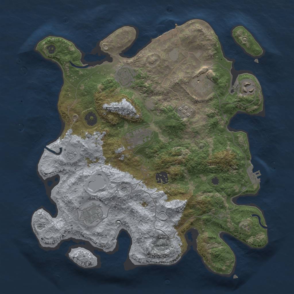 Rust Map: Procedural Map, Size: 3400, Seed: 8888, 16 Monuments