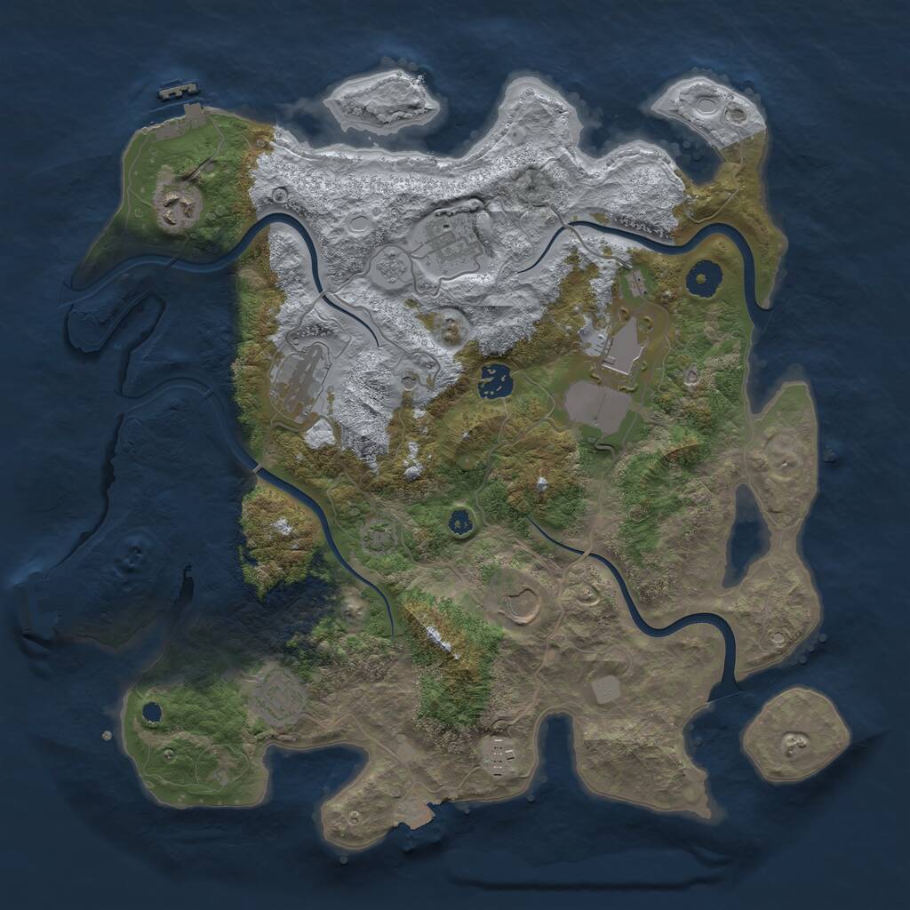 Rust Map: Procedural Map, Size: 3800, Seed: 530734395, 14 Monuments