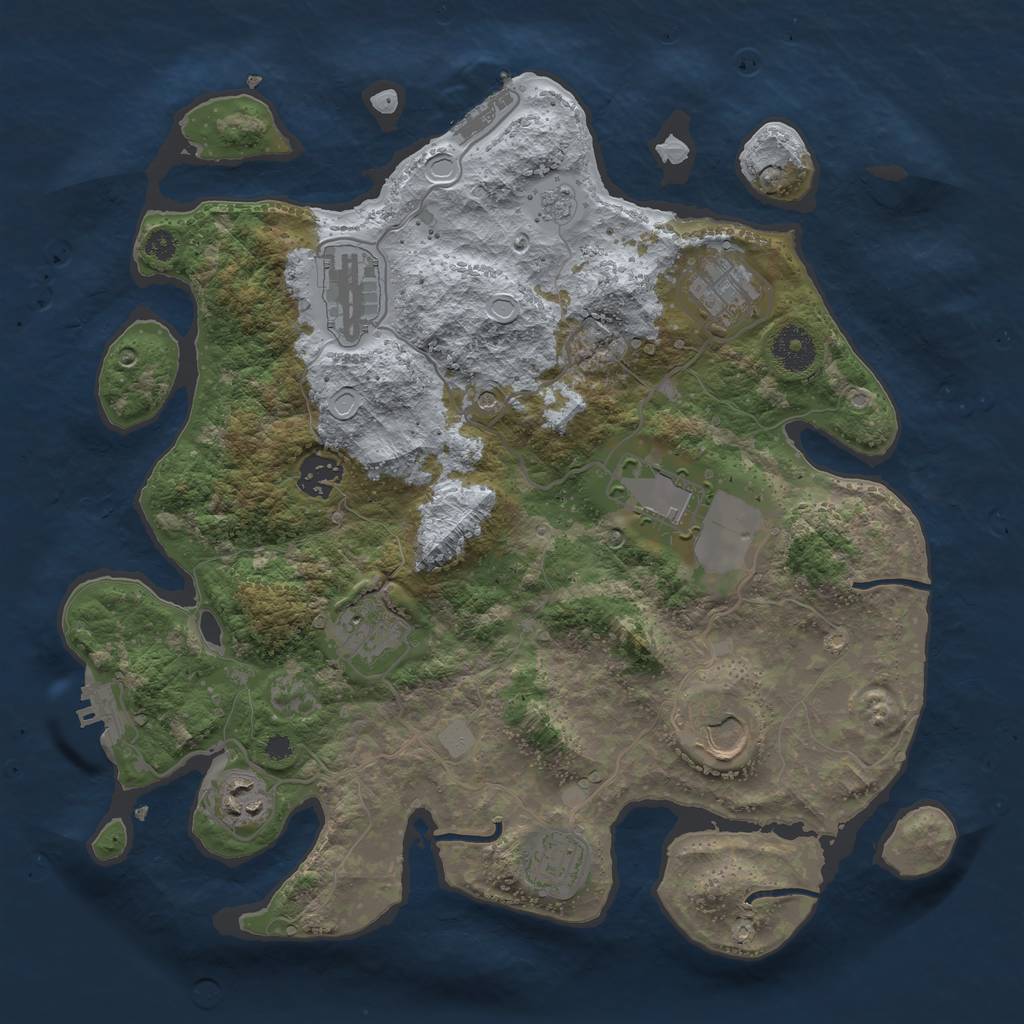 Rust Map: Procedural Map, Size: 3500, Seed: 675465548, 17 Monuments