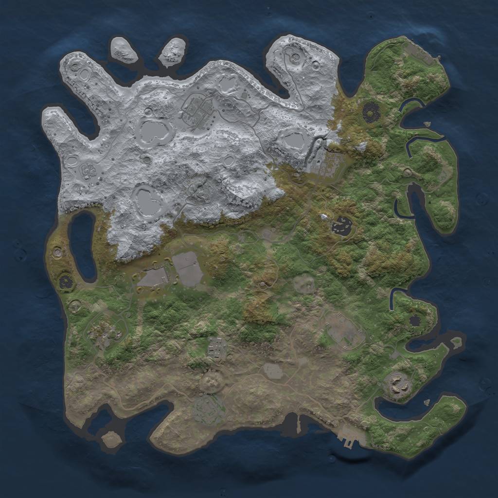 Rust Map: Procedural Map, Size: 3750, Seed: 1228812445, 18 Monuments