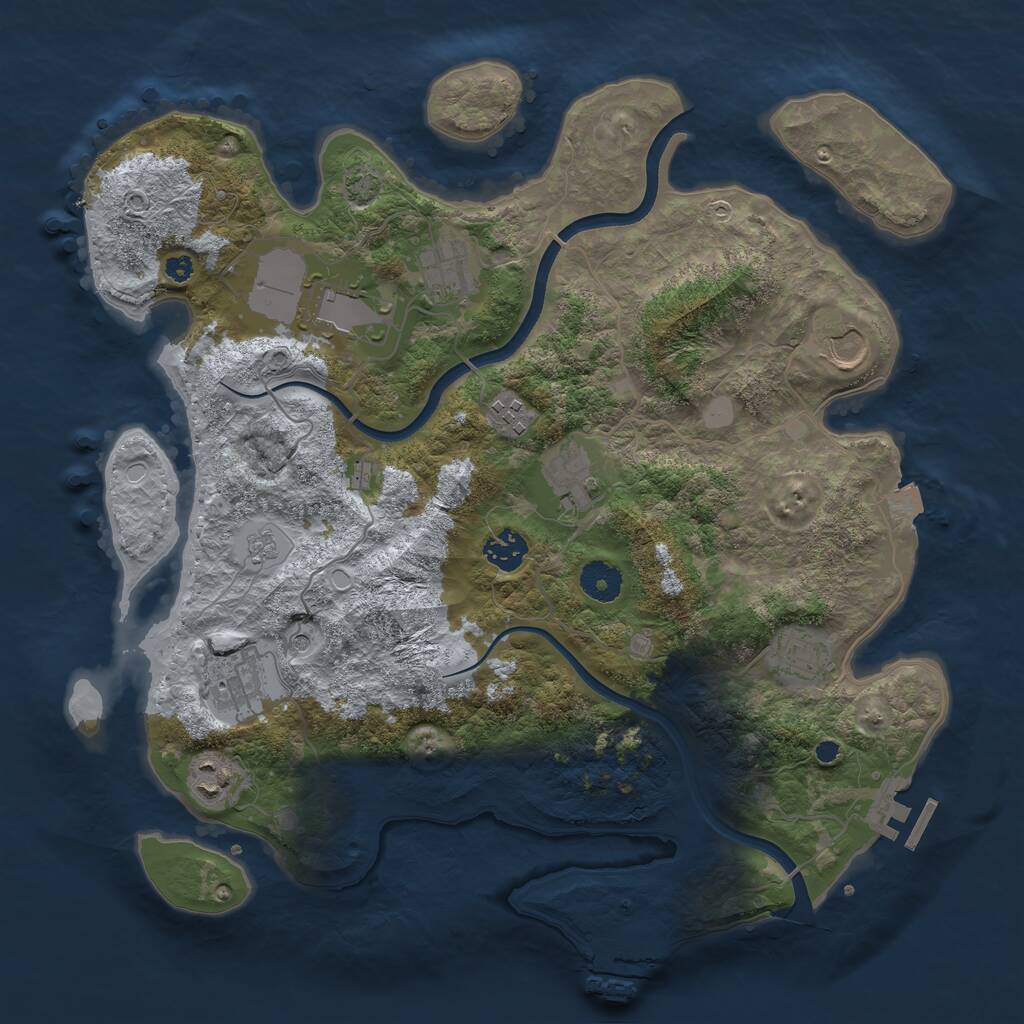 Rust Map: Procedural Map, Size: 3750, Seed: 11480700, 15 Monuments