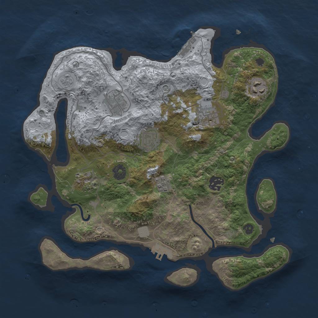 Rust Map: Procedural Map, Size: 3200, Seed: 4077, 16 Monuments