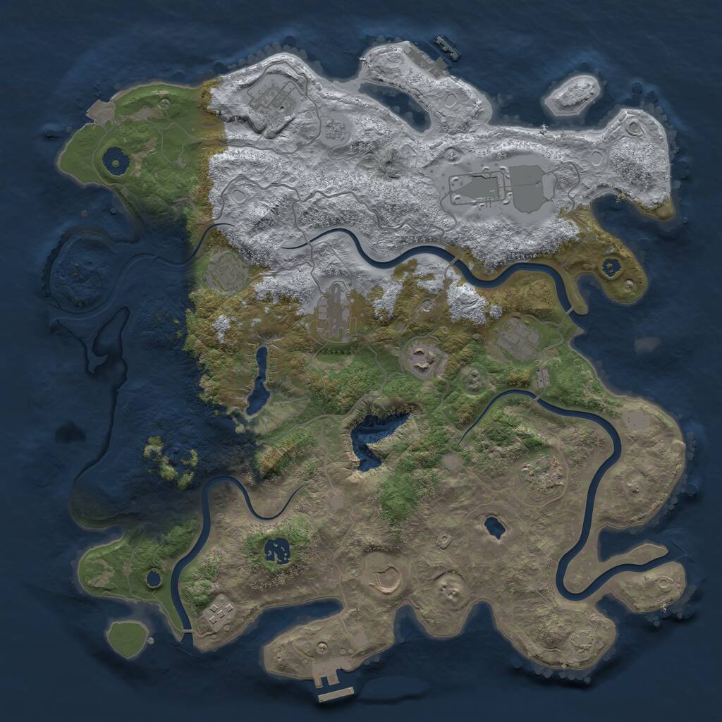 Rust Map: Procedural Map, Size: 4050, Seed: 878366664, 16 Monuments