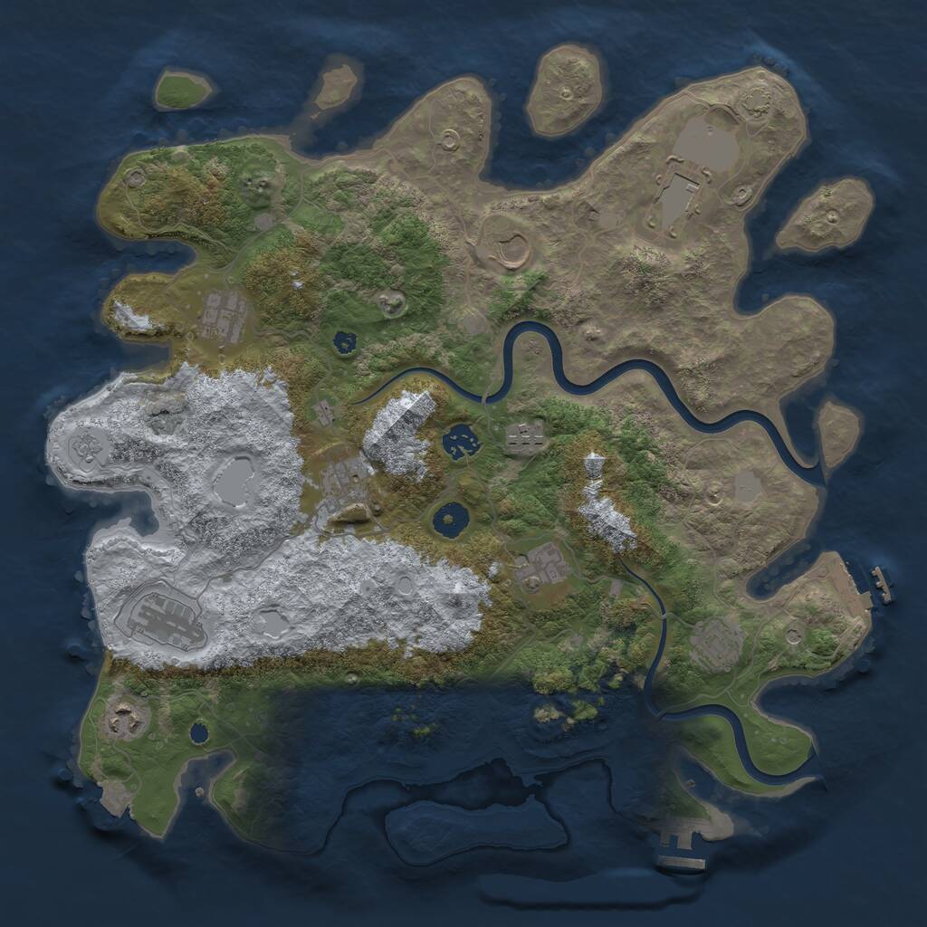 Rust Map: Procedural Map, Size: 3999, Seed: 51212, 16 Monuments