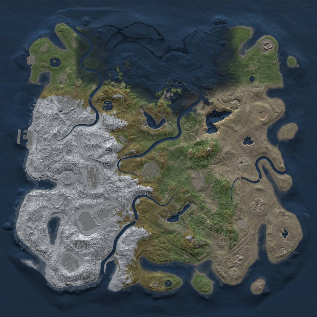 Rust Map: Procedural Map, Size: 4500, Seed: 94870386, 17 Monuments