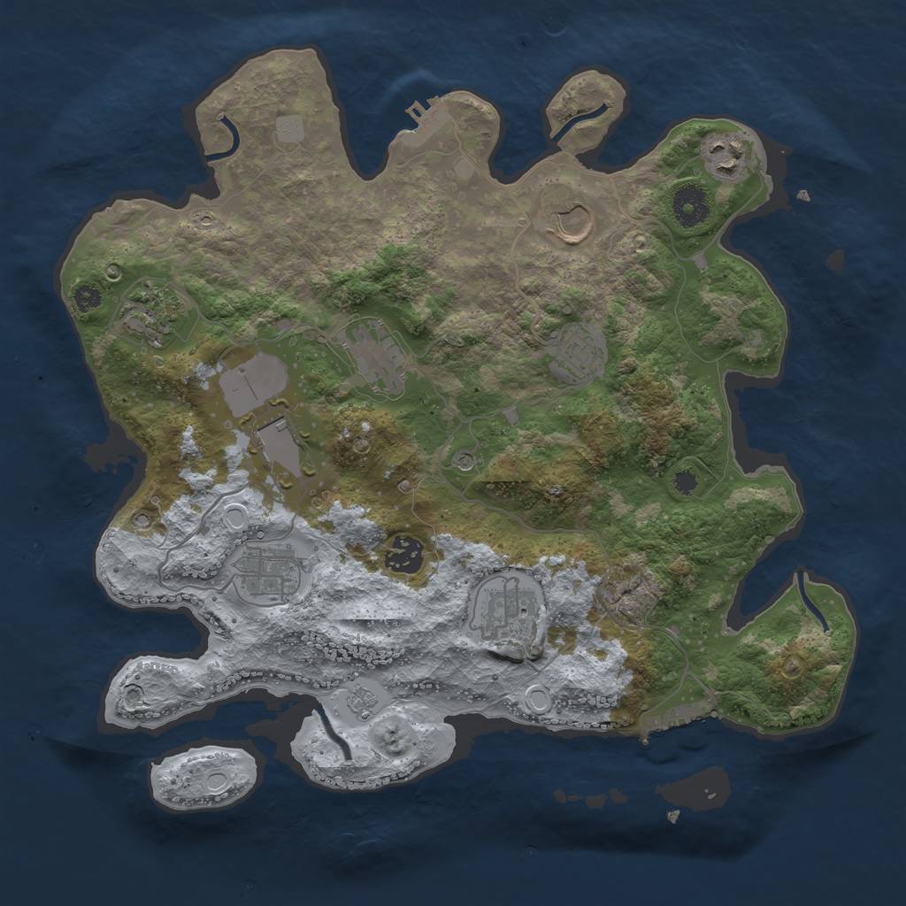 Rust Map: Procedural Map, Size: 3500, Seed: 5421, 18 Monuments