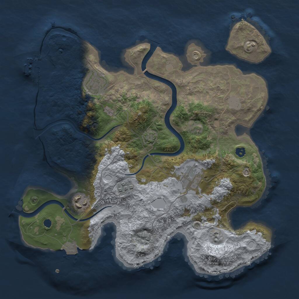 Rust Map: Procedural Map, Size: 3000, Seed: 332416024, 7 Monuments