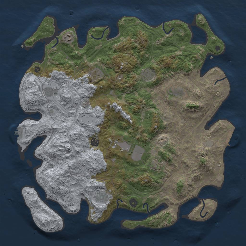 Rust Map: Procedural Map, Size: 4300, Seed: 7249575, 19 Monuments