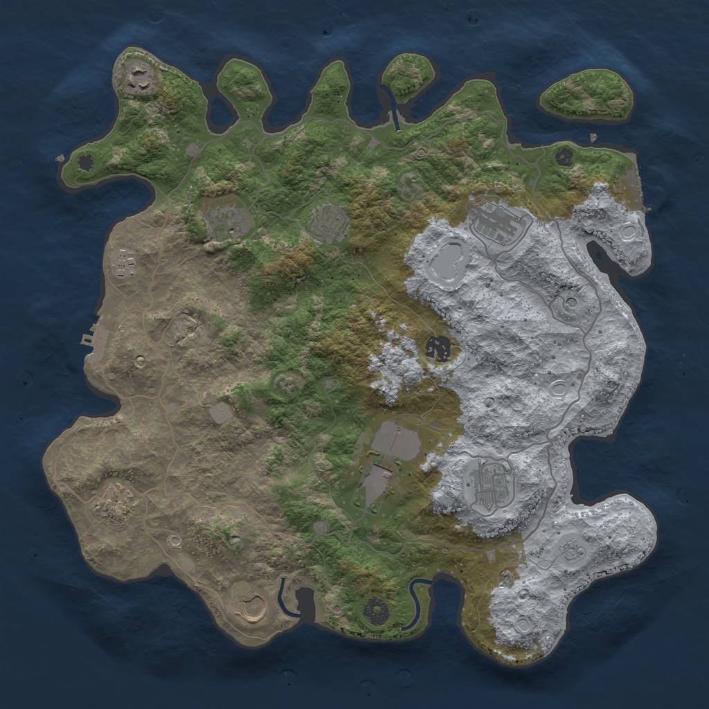 Rust Map: Procedural Map, Size: 4000, Seed: 1222554110, 19 Monuments