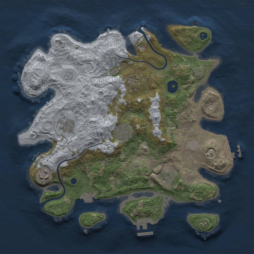 Rust Map: Procedural Map, Size: 3250, Seed: 1929144731, 11 Monuments