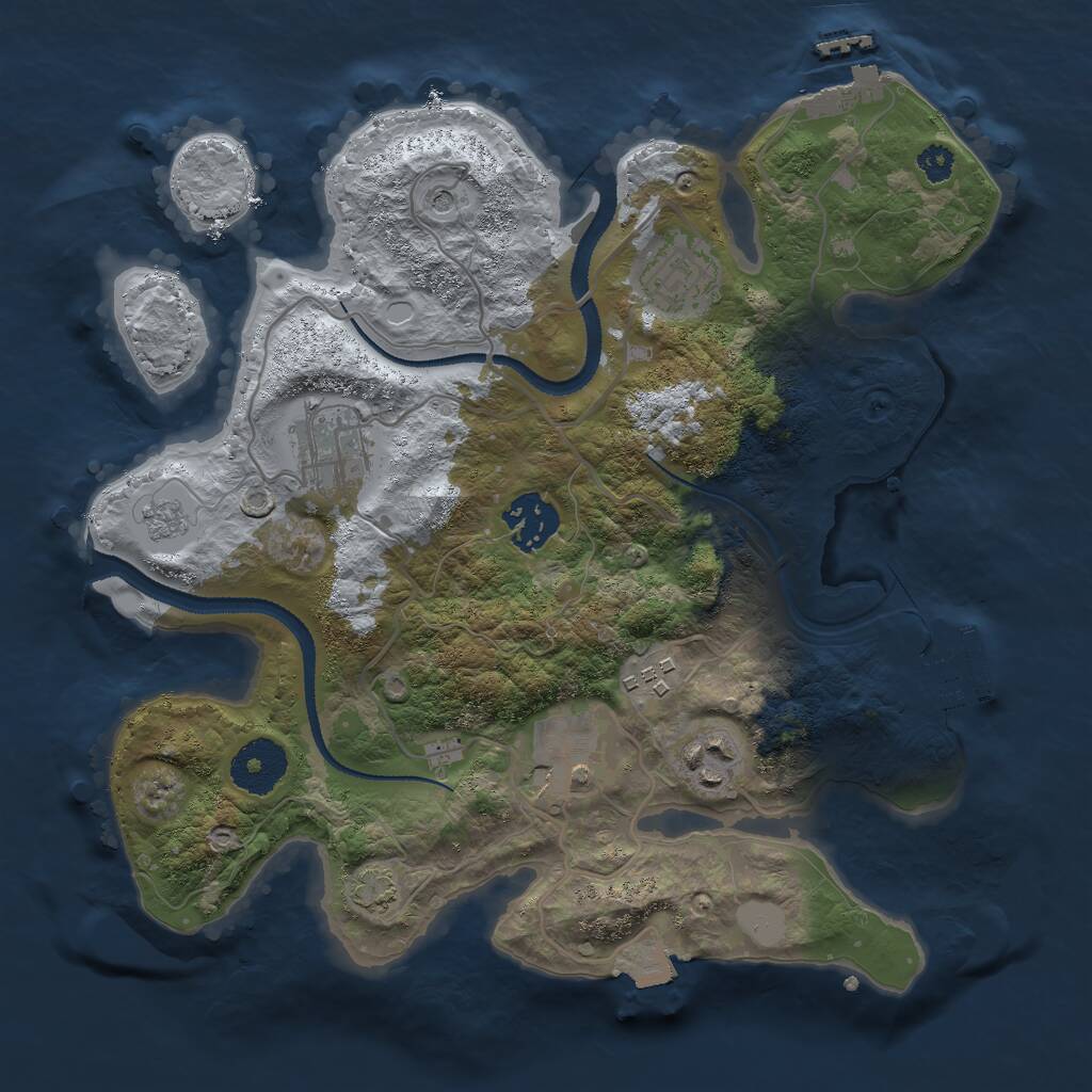 Rust Map: Procedural Map, Size: 3000, Seed: 25252525, 12 Monuments