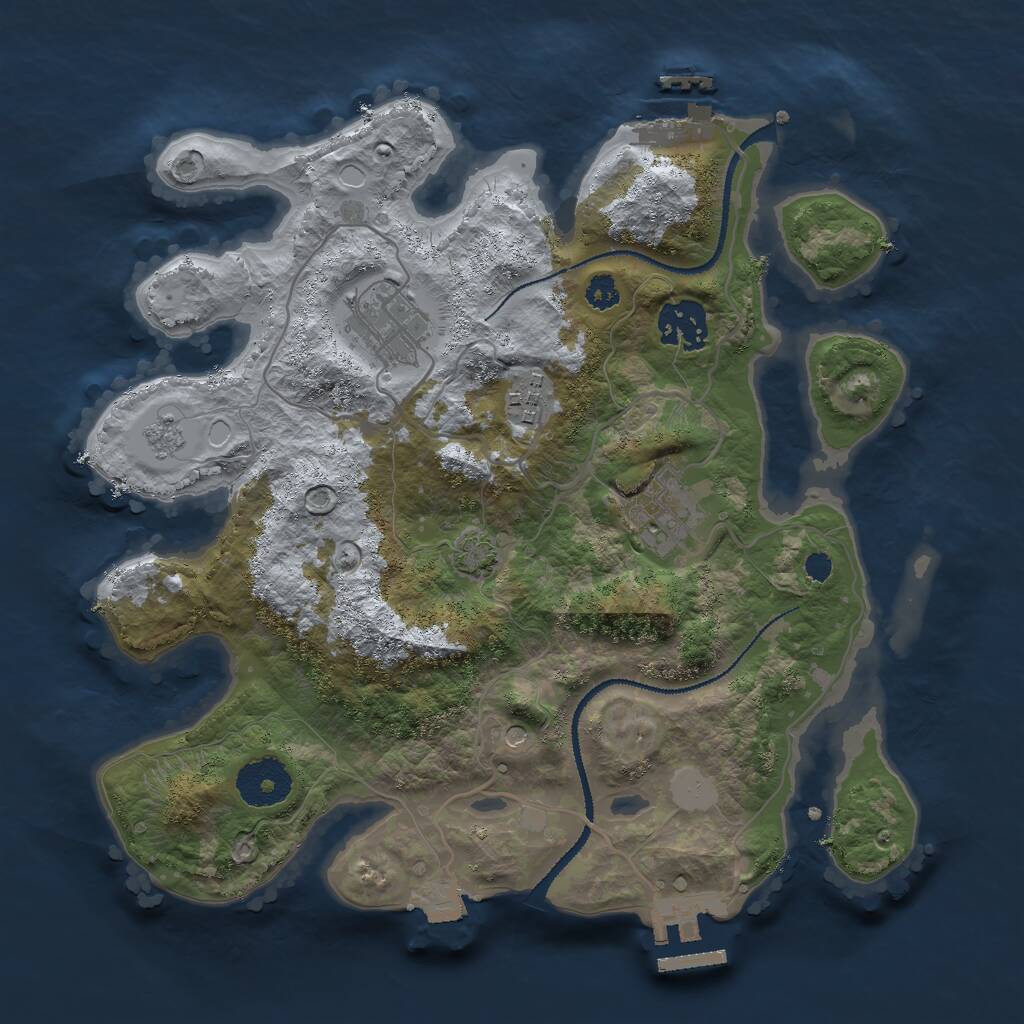 Rust Map: Procedural Map, Size: 3000, Seed: 45752, 10 Monuments